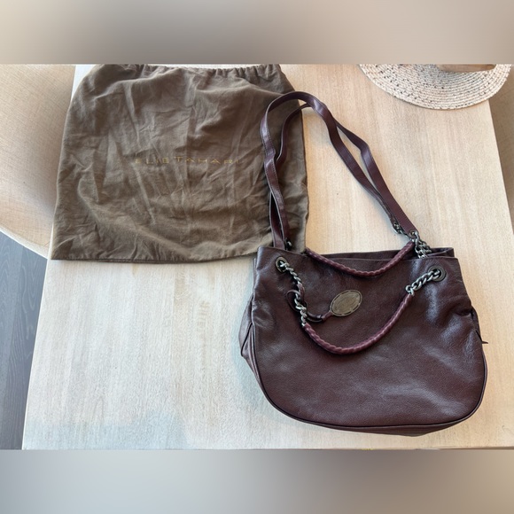 NWT Elie Tahari 100% Pebbled Leather Tote in Claret - Picture 12 of 17